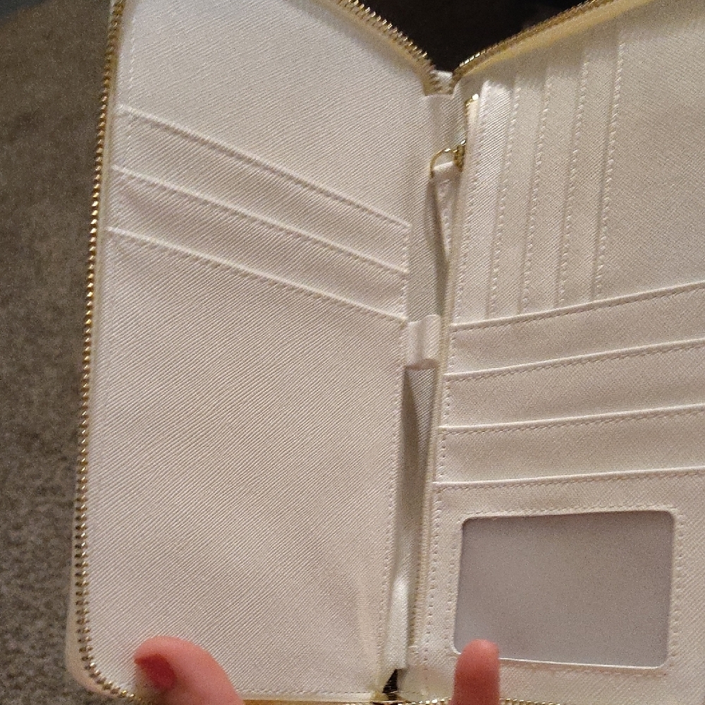 Cream Rectangular Zip-Around Wallet - image 4